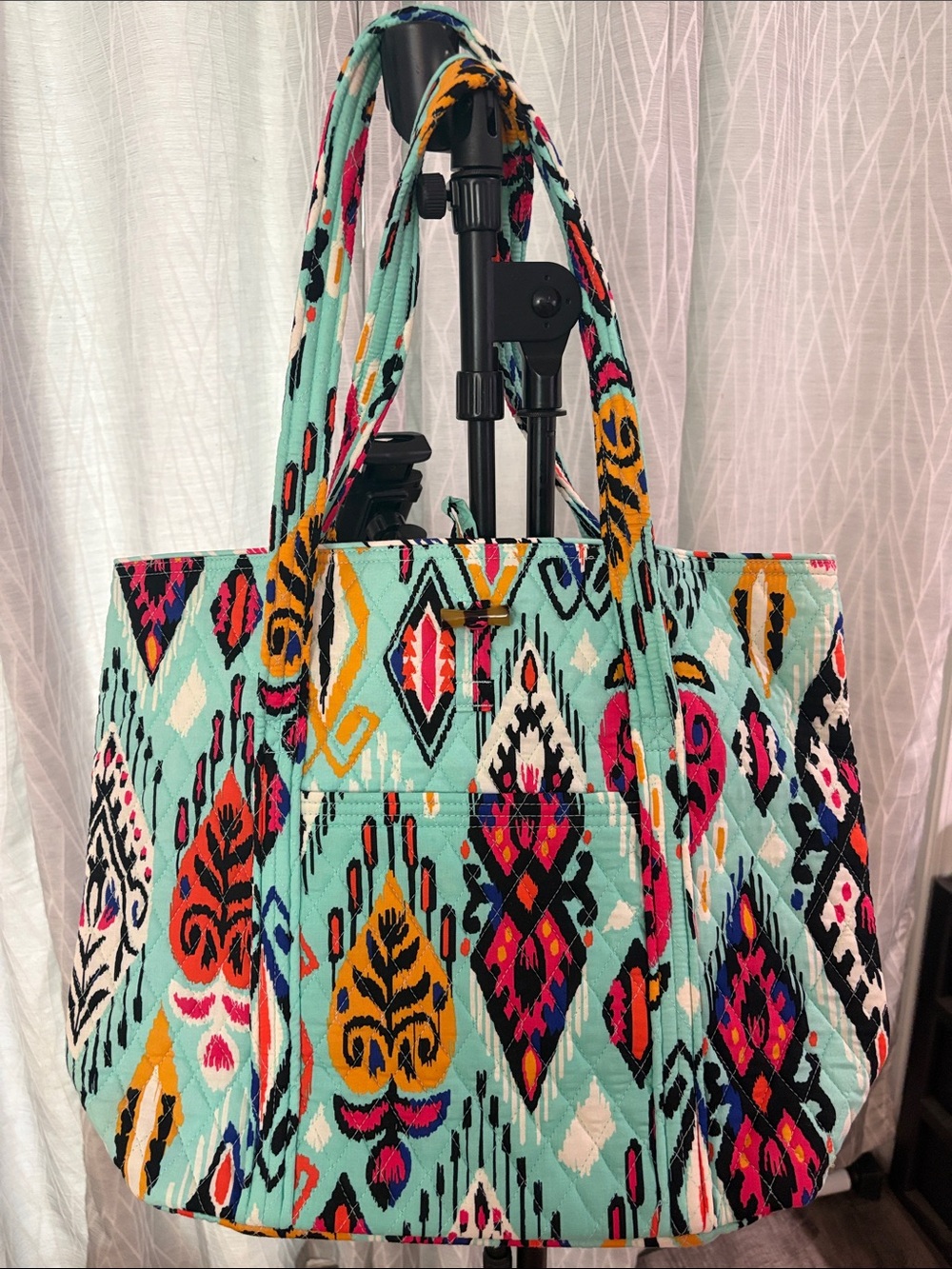 Vera Bradley Turquoise Multicolor Quilted Pattern Tote